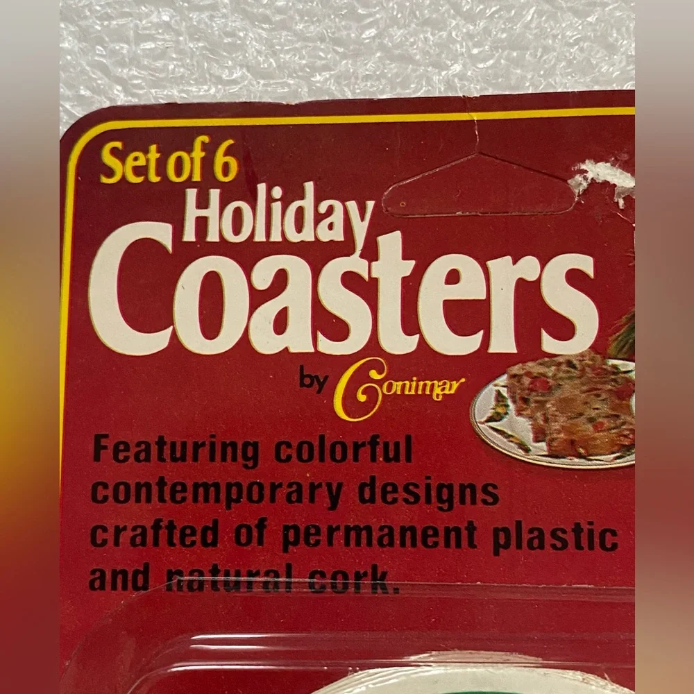Conimar Set of 6 New HOLIDAY COASTERS Christmas Wreath - Vintage Decor